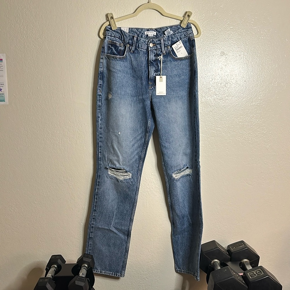 NWT Good American Distressed Jeans